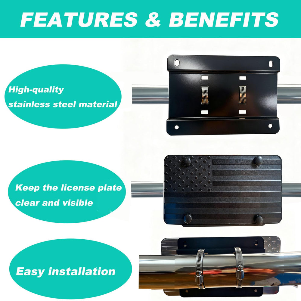 MJNAUY license plate visibility on rough terrain highlights sturdy, compliant mounting.