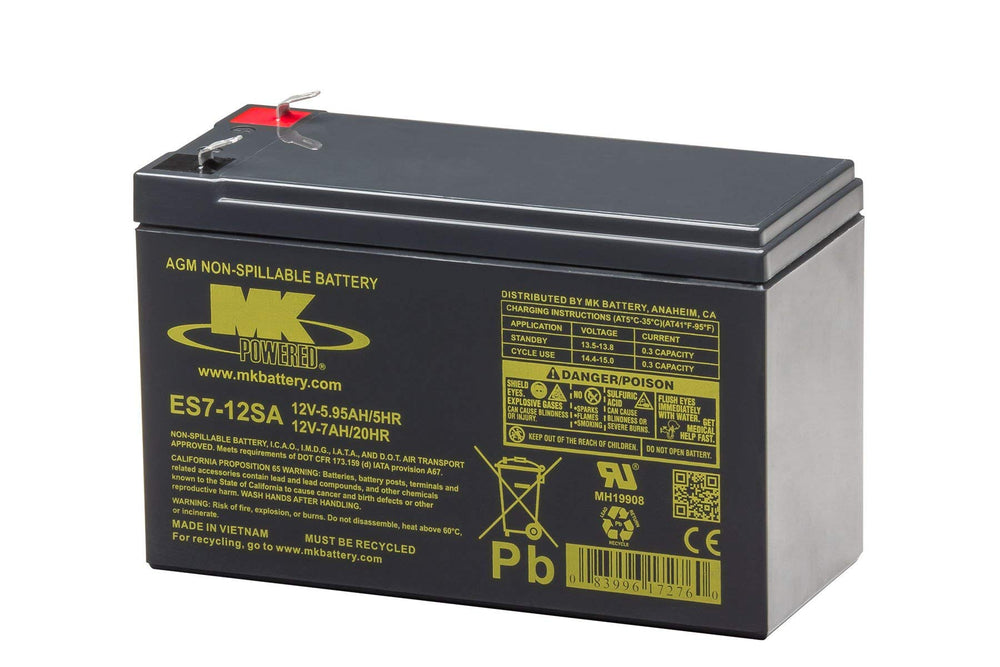 MK Battery ES7-12SA sealed case battery for maintenance-free standby power.