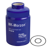 MK-Morzon TP3018 fuel filter side view showing durable construction for Duramax engines