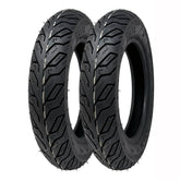 MMG tubeless tire set for front and rear, offering dependable handling on diverse roads.