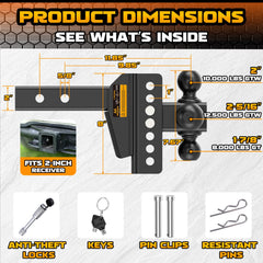 MMTowus 2-5/16 inch ball supports up to 12,500 lbs GTW