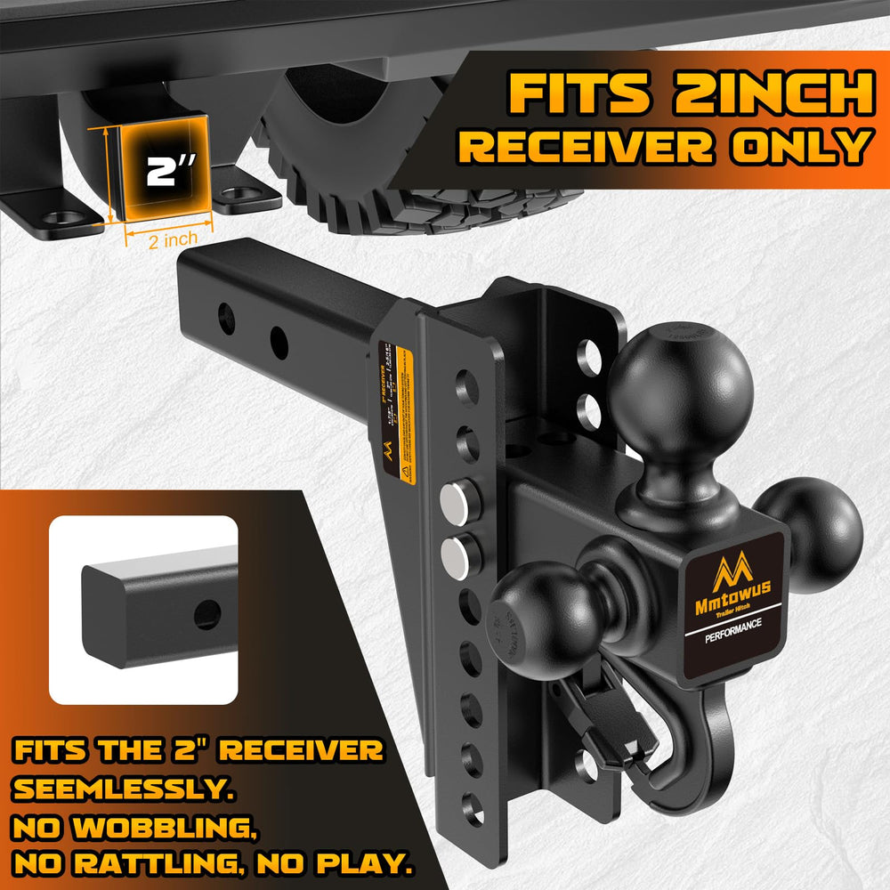 Mmtowus 2-inch receiver compatibility simplifies trailer switching.