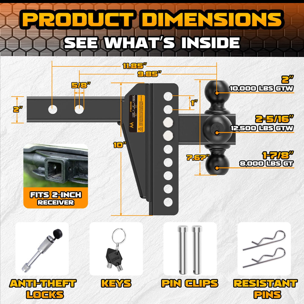 Mmtowus trailer hook adds 3,000 lbs GTW support.