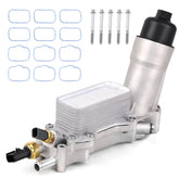 MNJWS aluminum oil filter housing kit side view showing solid construction and fitment
