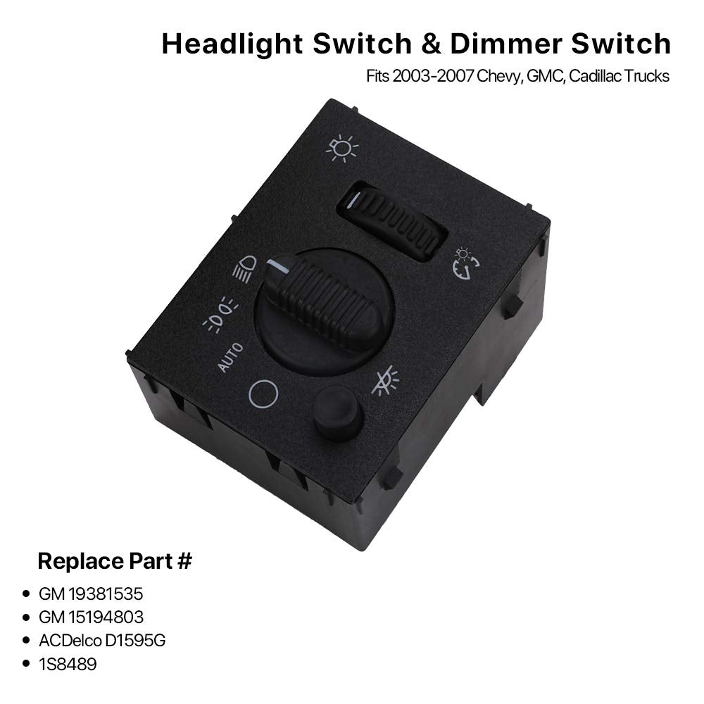 MNJWS headlight switch dimmer side connector close-up shows direct-fit compatibility.