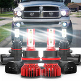 MNWHUC Dodge Ram LED headlight front view showing clear, bright light.