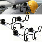 Moalaok hard hat holder with dual hooks installed on a truck headrest for helmet storage