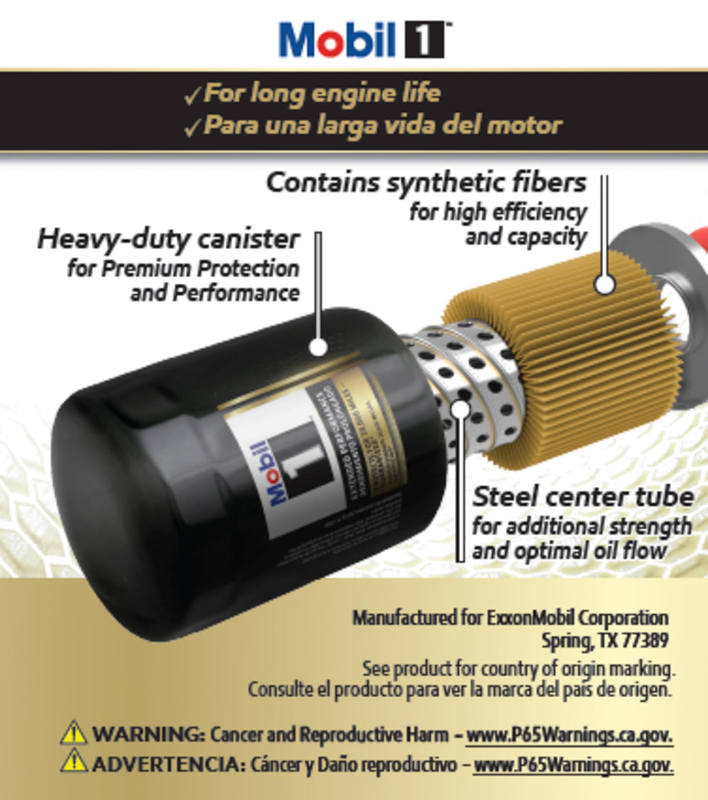 Mobil 1 M1-103A canister: heavy‑duty design supports higher pressure filtration.