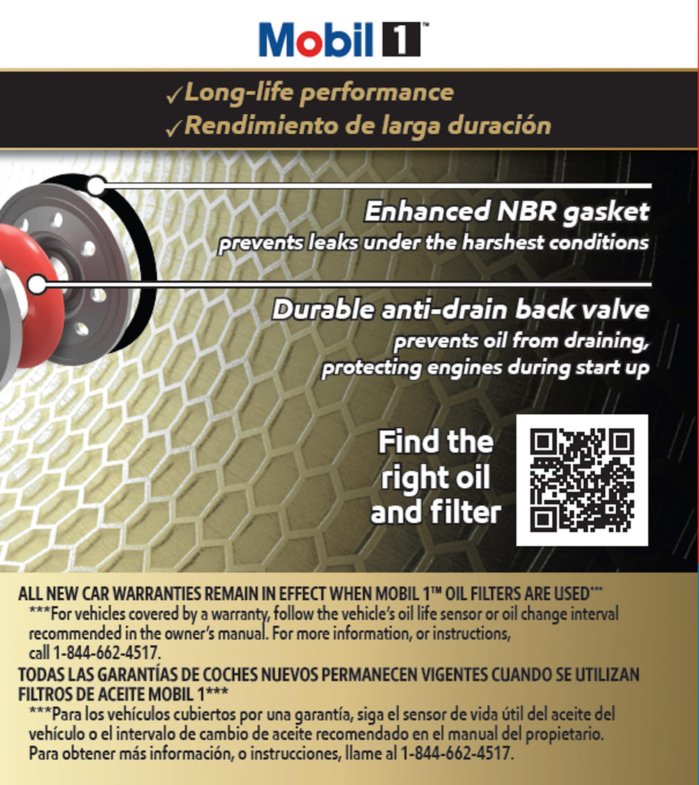 Mobil 1 M1-108A heavy-duty canister built to endure higher oil pressures.