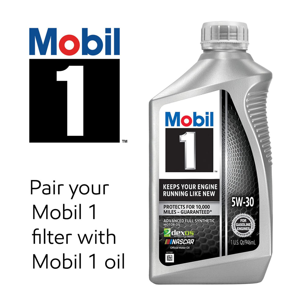 Mobil 1 M1-212A packaging and labeling photo signaling compatibility with Mobil 1.