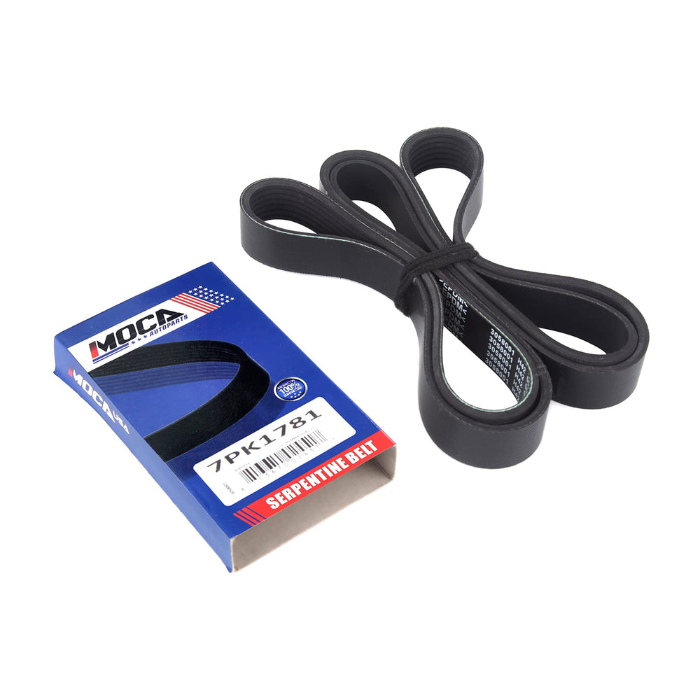 MOCA Autoparts 7PK1781 EPDM belt side view shows robust construction for lasting use.