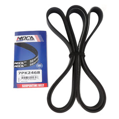 MOCA Autoparts 7PK2468 belt packaging highlights durable EPDM construction