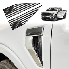 MOCHENT F150 flag decal front view highlights bold, durable black-and-white design.