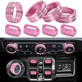 MOCHENT pink 8-piece button knob cover for Jeep Wrangler JL/JLU adds color and protection