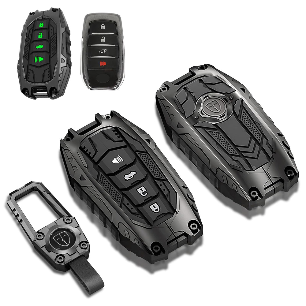 MOCHENT Mech Style gunmetal finish key fob cover protects Toyota Tundra keys from scratches.
