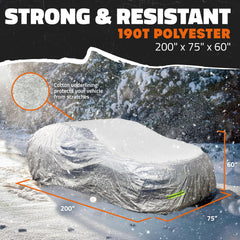 Mockins breathable car cover fabric promotes airflow to reduce moisture buildup.