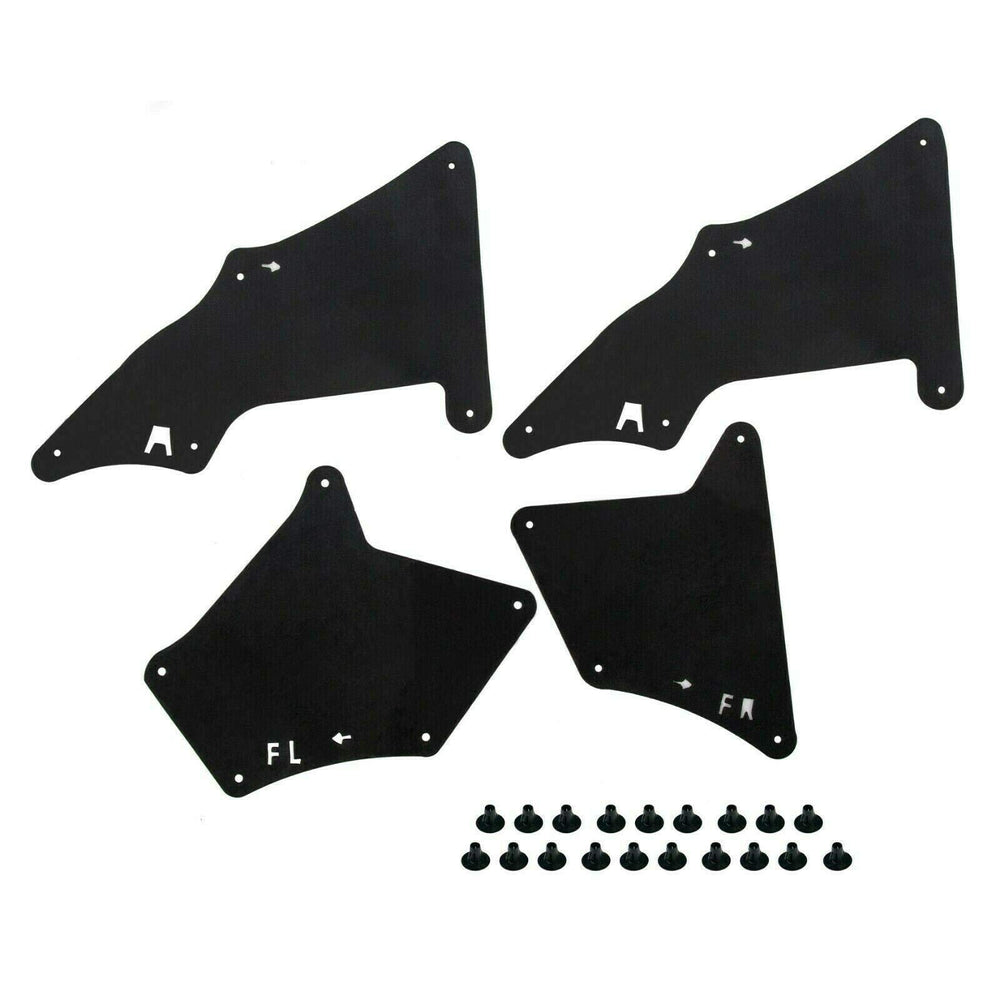MOCW splash shield front-left protects underbody from mud and gravel.