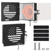 MODELAUTO aluminum RV bumper end cap close-up showing secure hose storage
