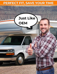 MODELAUTO RV hose storage cover in use on a bumper