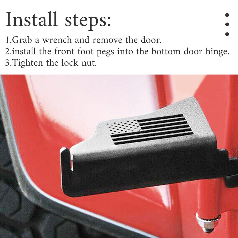 Rubber bumper on MOEBULB foot peg protects Jeep paint during off-road use