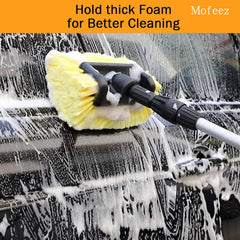 MOFEEZ 10-inch brush head extending reach for larger panels and faster washes.