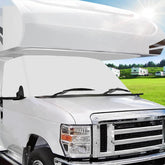 MOFEEZ RV windshield cover on Class C Ford with privacy and heat protection
