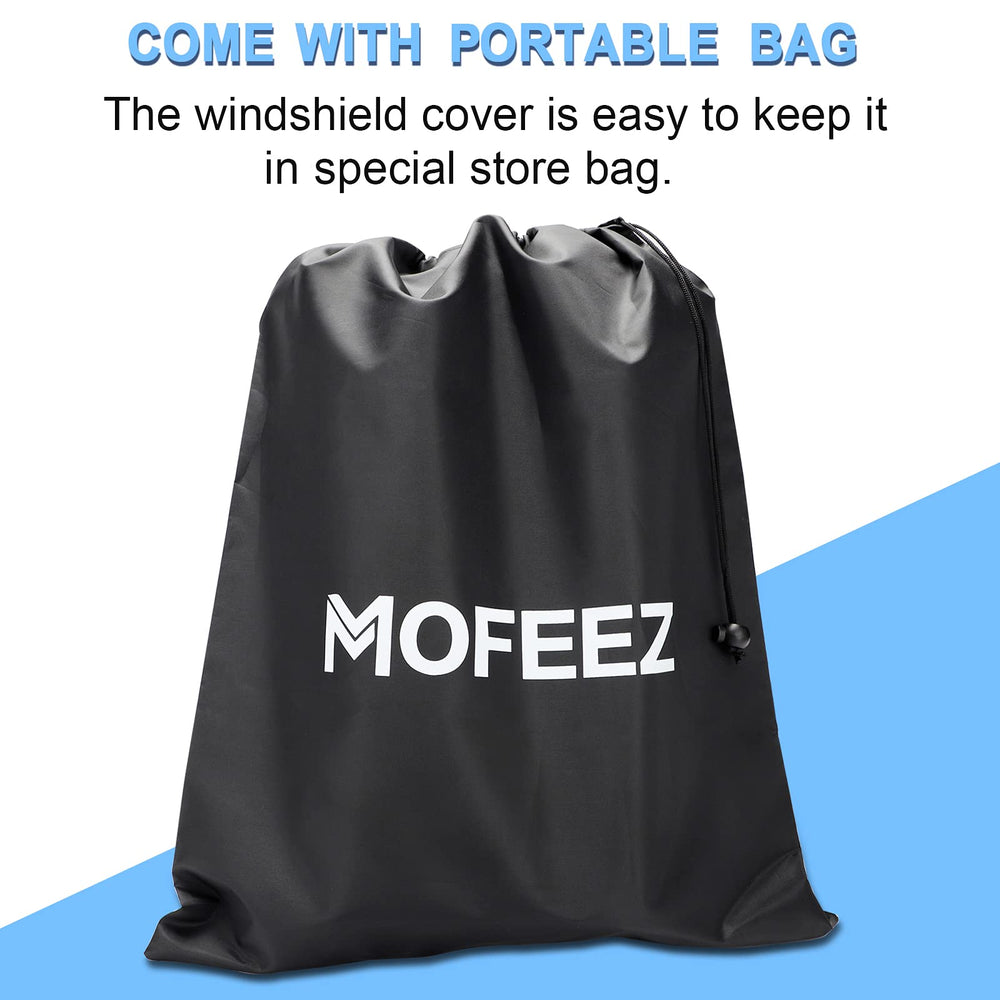 White MOFEEZ cover reflects sun to improve cabin comfort