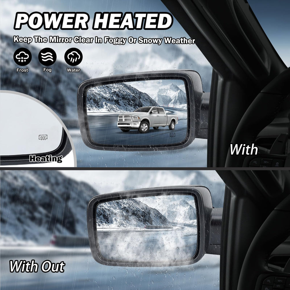 MOFOAP heated mirror for Dodge Ram maintains clear visibility in cold