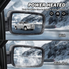 MOFOAP heated mirror reduces frost for clear visibility on Dodge Ram