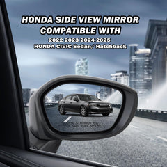 MOFOAP right-side mirror for Honda Civic, black finish complements vehicle styling.