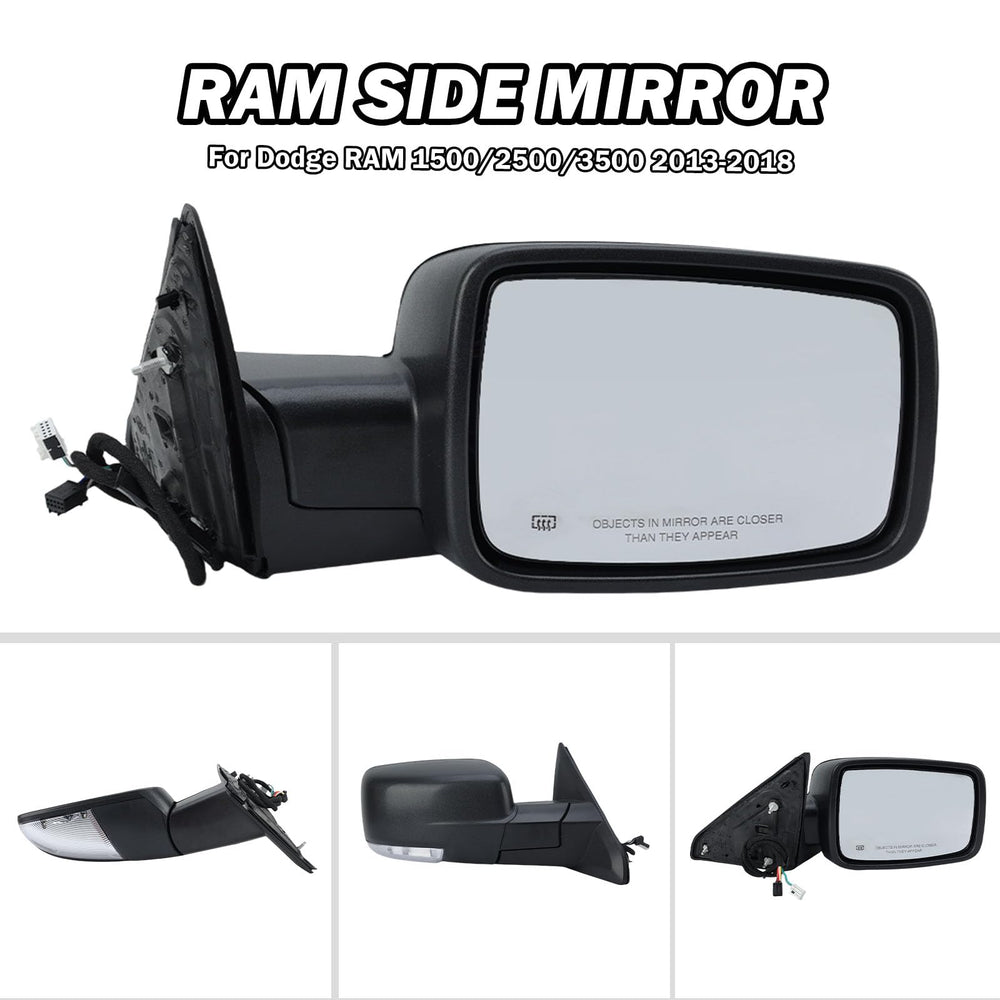 MOFOAP textured black finish on Ram mirror for rugged styling