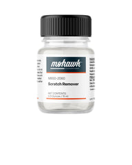 Mohawk Leather Scratch Remover bottle shows color restoration on leather surfaces