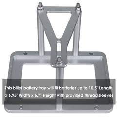 Moker billet aluminum battery tray detail showcasing durable construction.