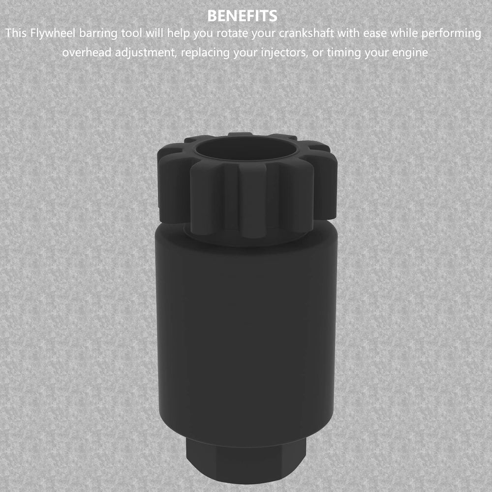 Moker flywheel barring tool for Volvo D16; helps precise timing during maintenance