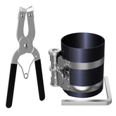 Moker piston ring compressor tool with adjustable band for universal compatibility.