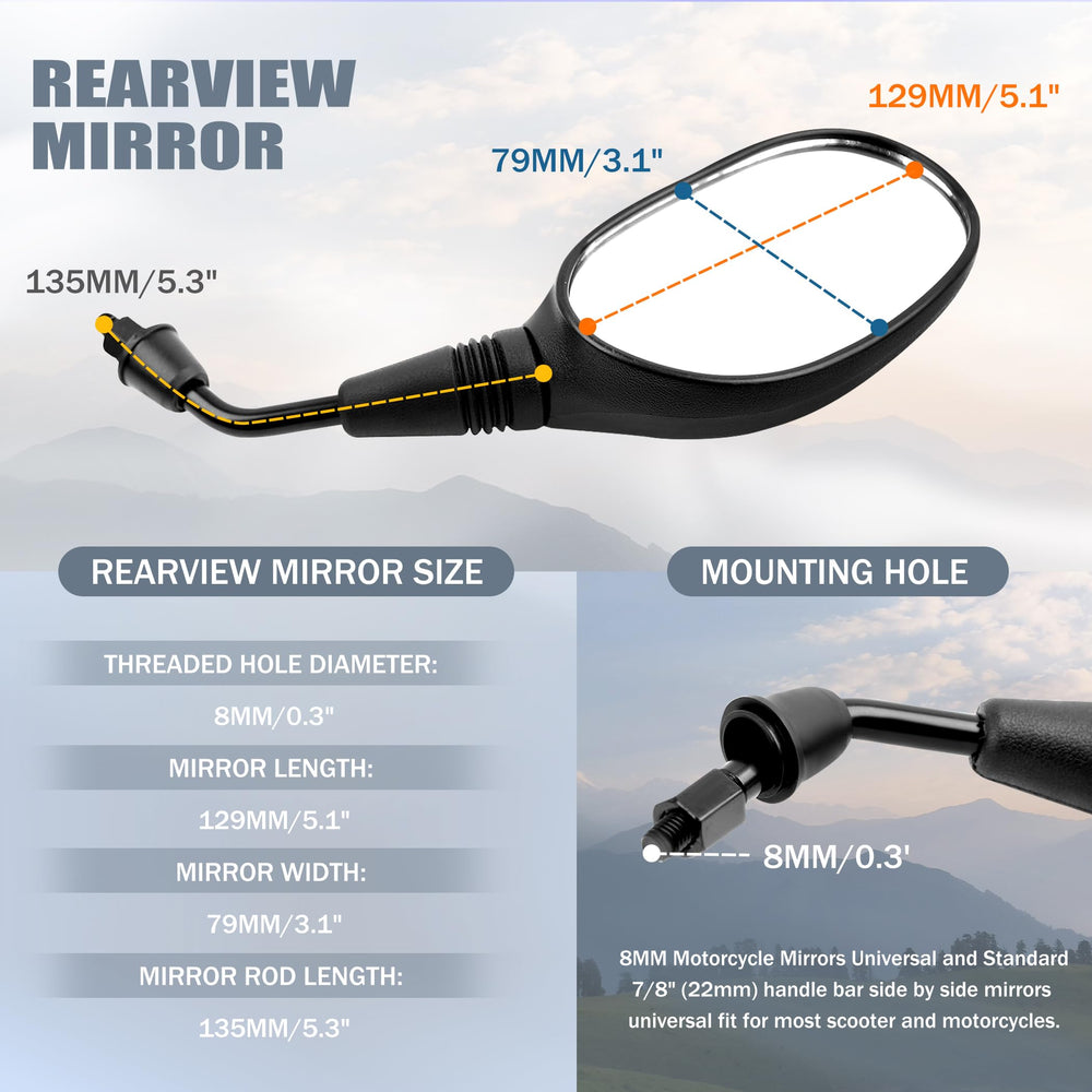 Mokuo Jonway Gy6 mirror helps confident, easier lane maneuvers.