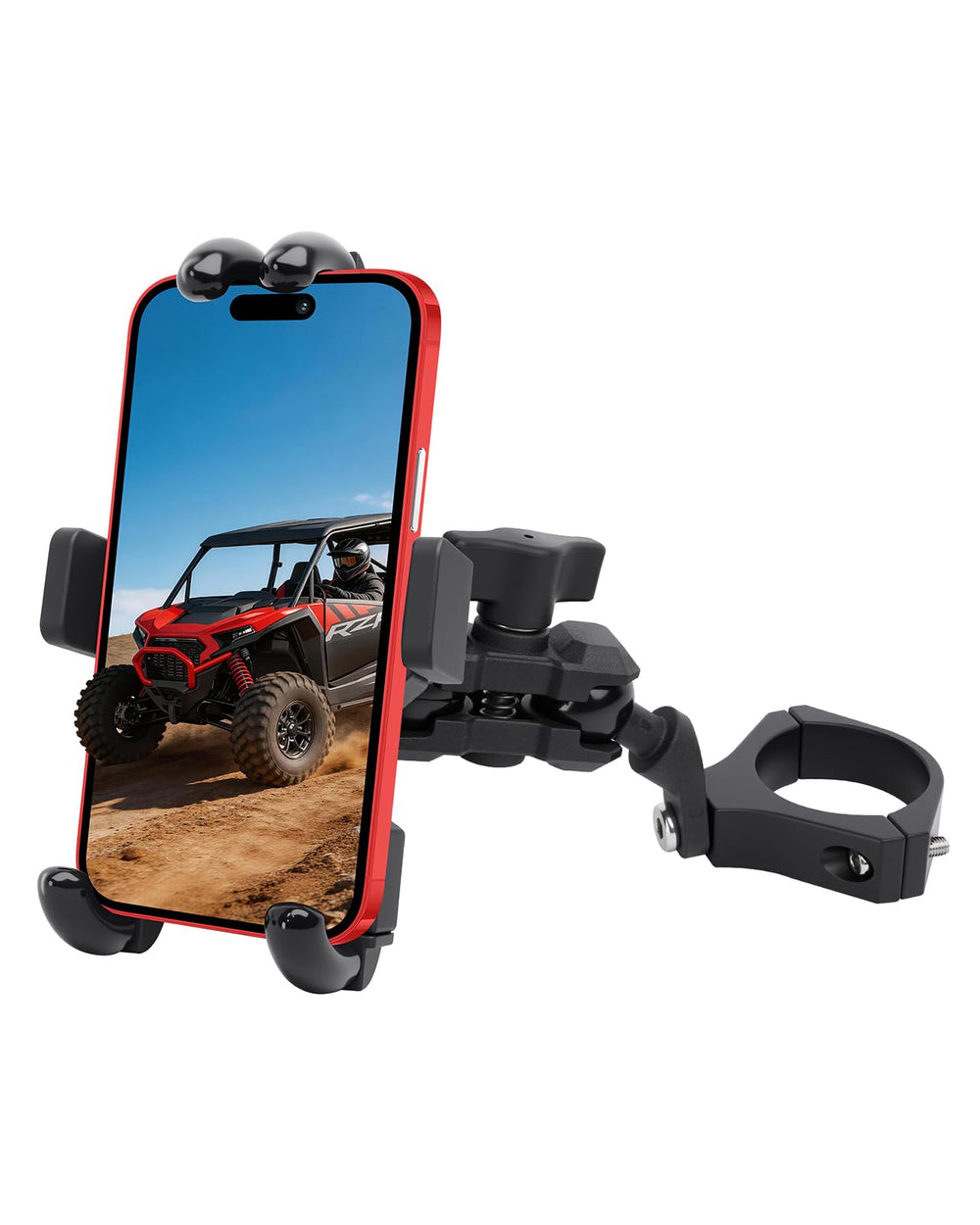 MOMI RAC GP UTV mount with heavy-duty aluminum bracket secures device on rugged trails