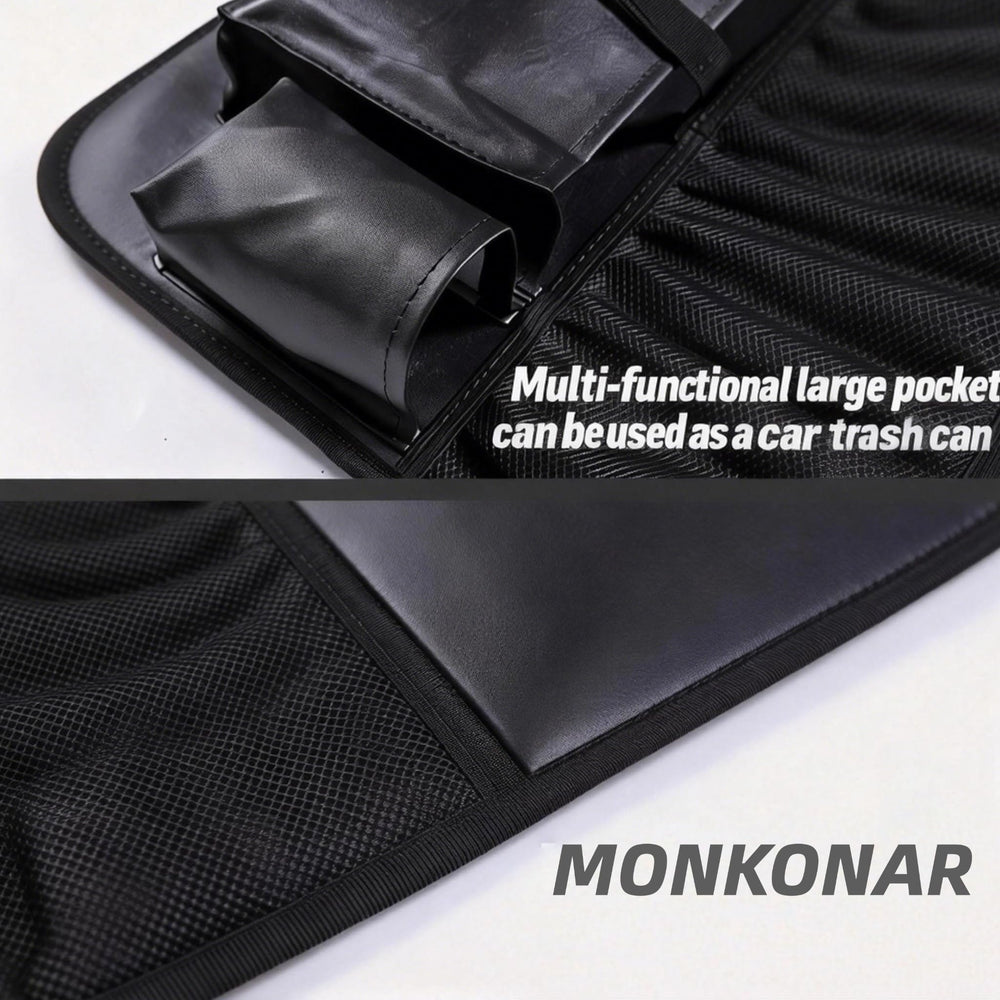 MONKONAR nine-pocket organizer keeps devices, bottles, and magazines within easy reach.