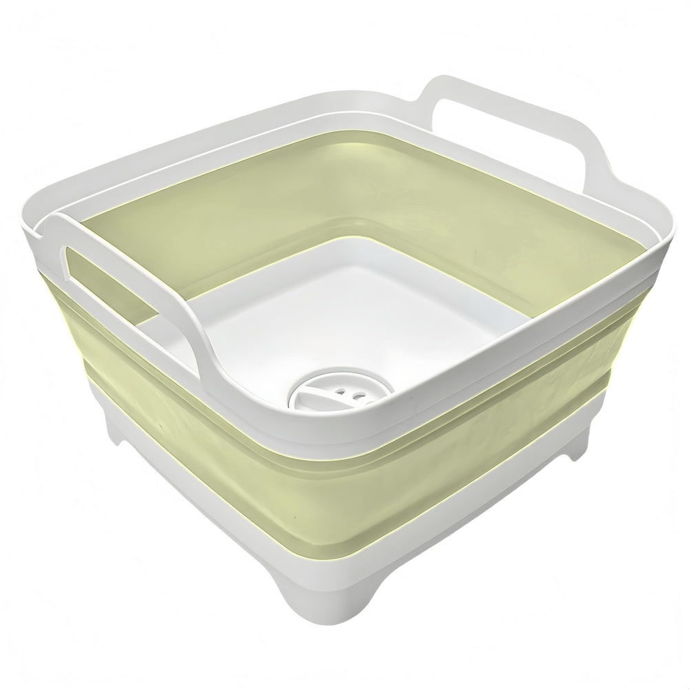 MontNorth collapsible wash basin 9L in green, ideal for camping and kitchen cleanup.