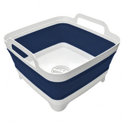 MontNorth collapsible wash basin 9L navy open for easy dishwashing and rinsing