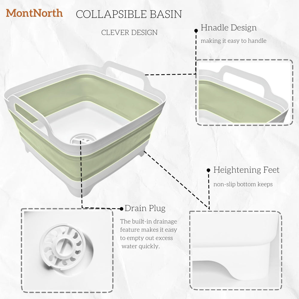 MontNorth dish wash basin with double carry handles for easy lifting.