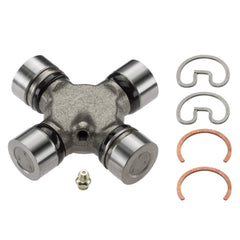 MOOG 355 greaseable U-joint close-up shows grease fittings for easy maintenance.
