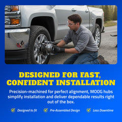 MOOG direct OE replacement front hub supports quick installation