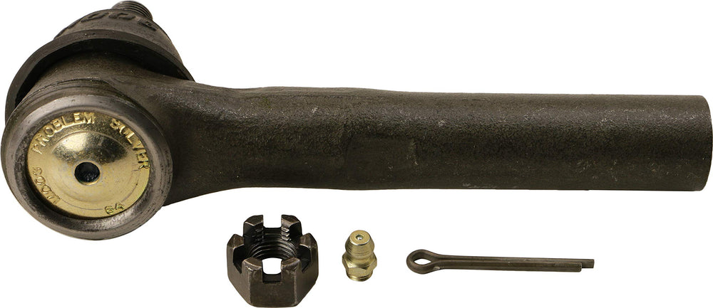 Close-up of MOOG ES3712 steel housing on the steering tie rod end for durable construction.