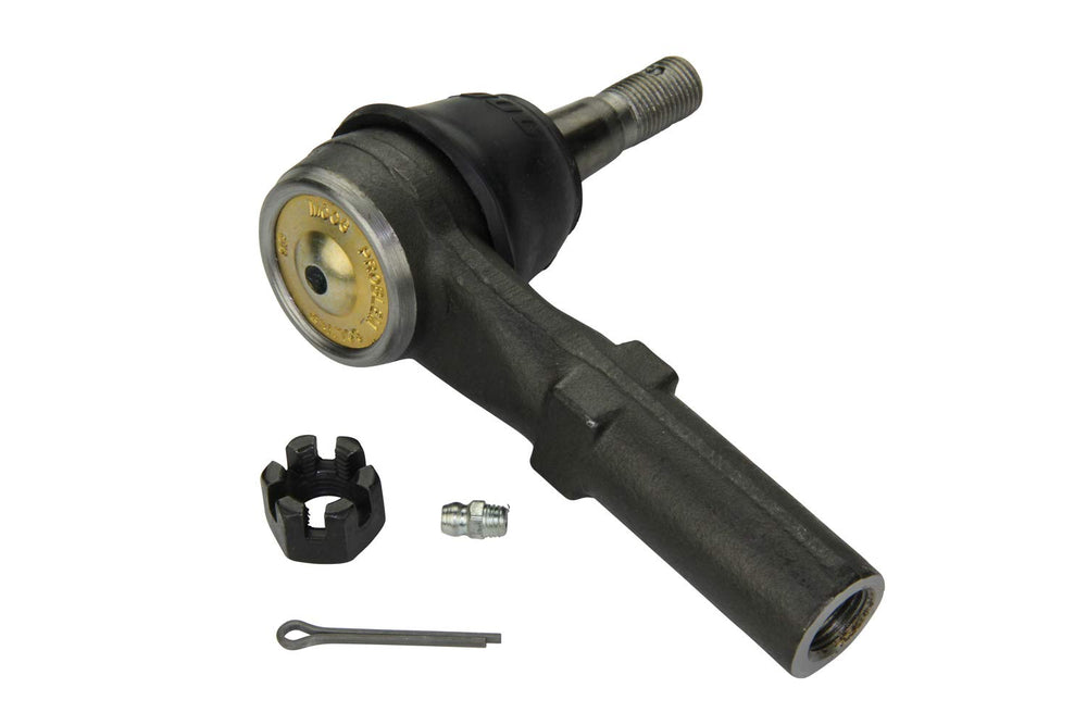 MOOG ES800901 steering tie rod end side view on Silverado 2500HD demonstrates rugged construction