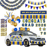 Moon Boat blue-gold tinsel garland style A adds festive car decor for graduation celebrations