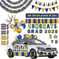 Moon Boat blue-gold tinsel garland style A adds festive car decor for graduation celebrations