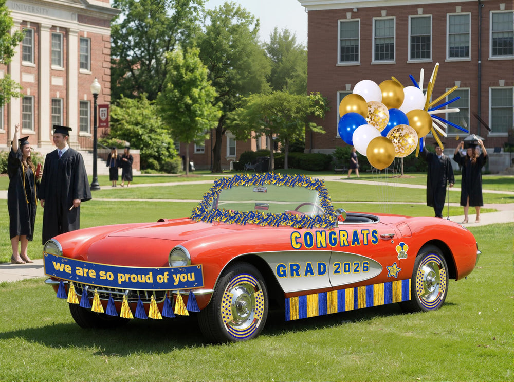 Moon Boat latex balloons bring color and charm to graduations on the go