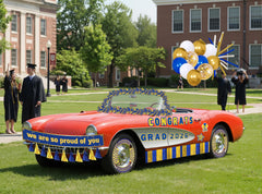 Moon Boat latex balloons bring color and charm to graduations on the go