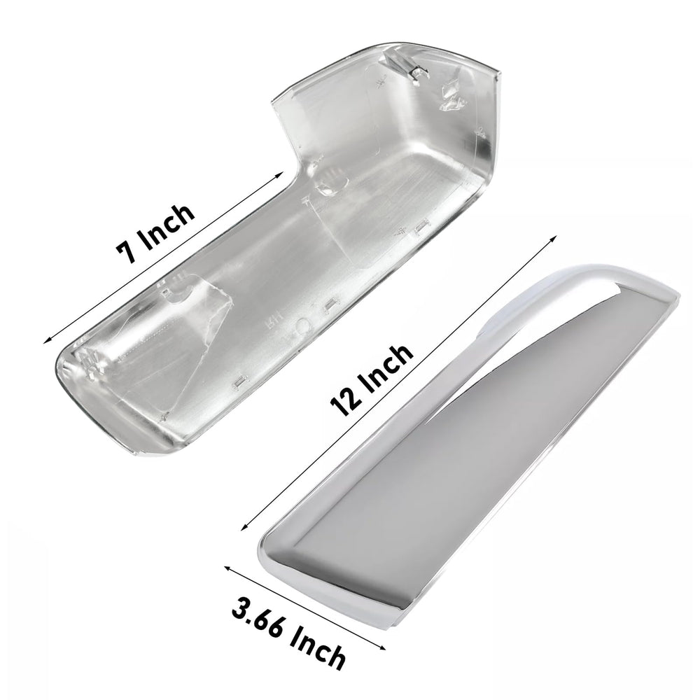 Chrome-plated exterior finish on Moonlinks mirror cover with high-gloss reflection.